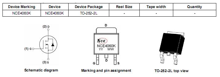 NCE4060K 封装和订购信息